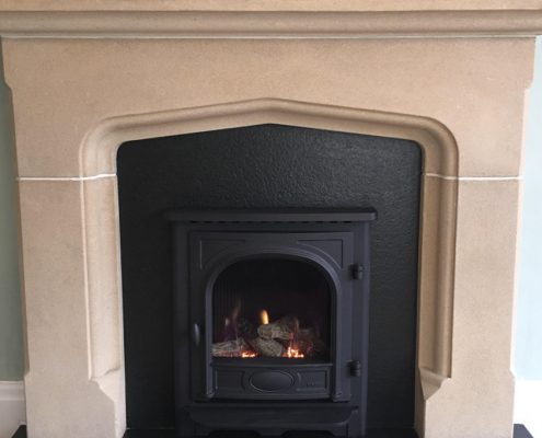Stone fire and stove installation