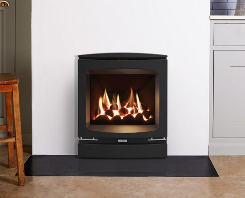 Gazco Logic HE CF with Coal-effect fuel bed and Vogue Front with Slide Control