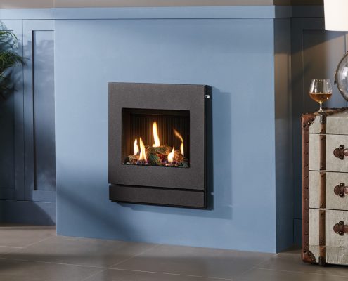Gazco Logic HE Log-effect with Designio2 Steel complete front in Graphite