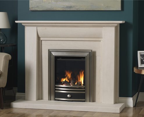 Focus Fireplaces - PARAGON CORE SQUARE CAST FASCIA PEWTER IN STOKESAY