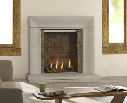 Infinity 880BF with Stone Effect Liners in Wave Limestone Suite- Focus Fireplaces