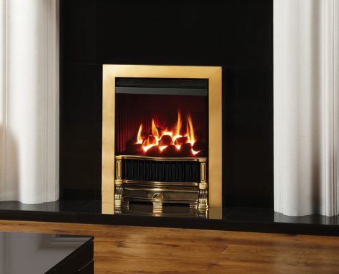 Focus Fireplaces - Logic HE Polished Brass-effect Holyrood front and Polished Brass-effect B