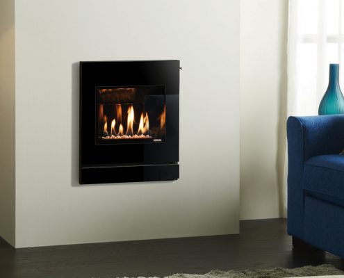 Focus Fireplaces - Gazco Logic™ HE Designio2 Glass Inset Gas Fire with white stone fuel bed