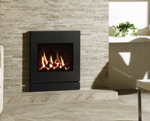 Focus Fireplaces -Gazco Logic™ HE Designio2 Steel with coal-effect fuel bed