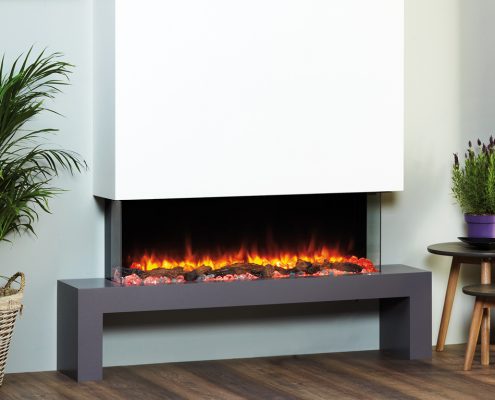 Focus Maine electric fireplace in Grey Pearl/Whitefeaturing eReflex fire