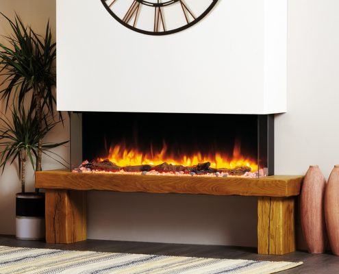 Focus Barnstable electric fireplace in Rustic Oak/White featuring eReflex fire