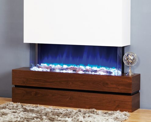 Focus Kentucky electric fireplace in Walnut/White Finish featuring eReflex fire