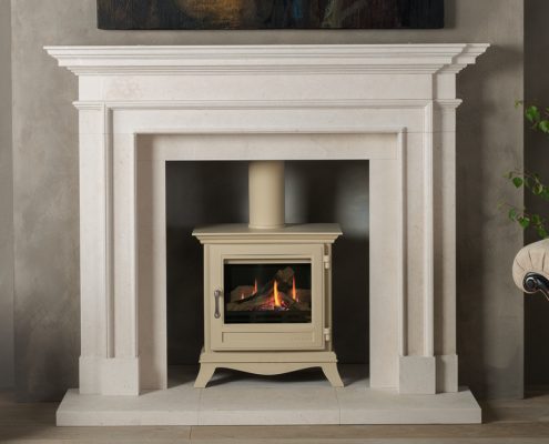 Chesneys Beaumont Gas Stove with Burlington Limestone fireplace