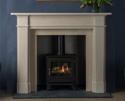 Chesneys Salisbury Gas Stove with Devonshire Limestone fireplace
