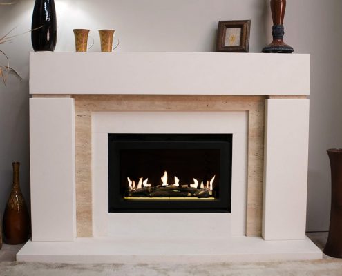 Findley House Zaffonic - Semi Rijou Limestone fireplace