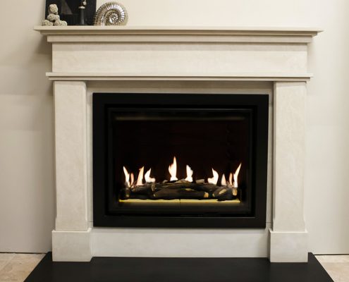 Findley House - Zaffonic Sand Dune Limestone fireplace