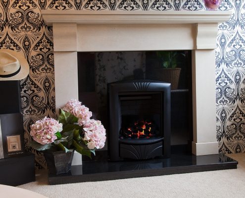 Findley House Stockton - Sandstone fireplace
