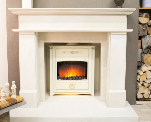 Findley House Monet Sandstone fireplace