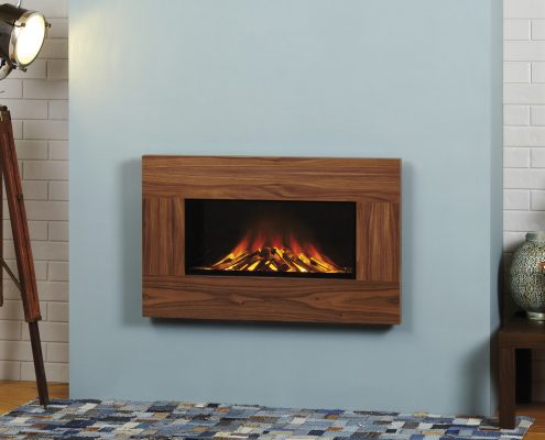 Focus Natalie wall mounted electric fire: Walnut Finish