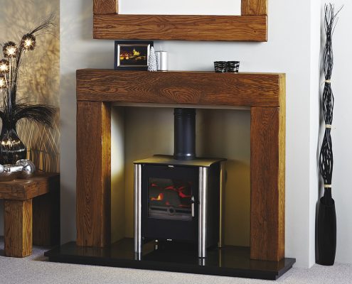 Focus Sutton Aged’ Oak - Medium/Dark wooden fireplace