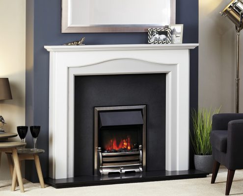 Focus Turin Mid Grey and Light Grey wooden fireplace