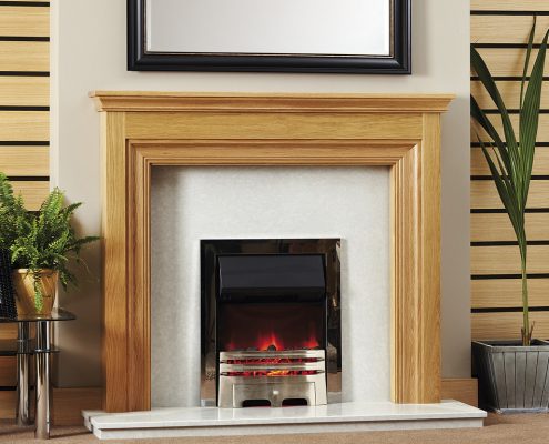 Focus Emmerdale Mid Grey and Light Grey wooden fireplace