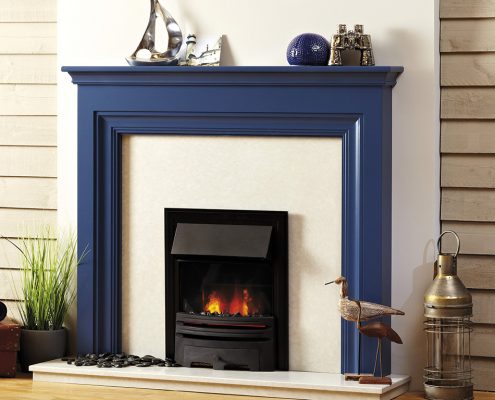 Focus Emmerdale Farrow and Ball painted wooden fireplace