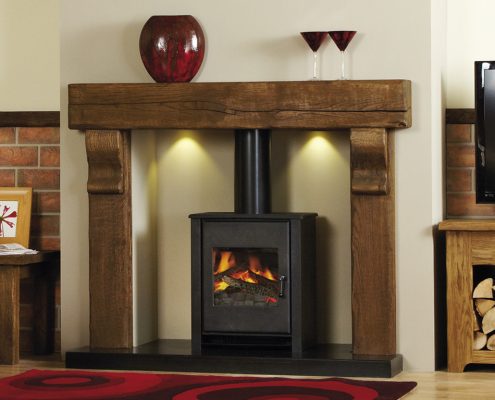 Focus Gatsby Aged Oak in a Medium Finish wooden fireplace