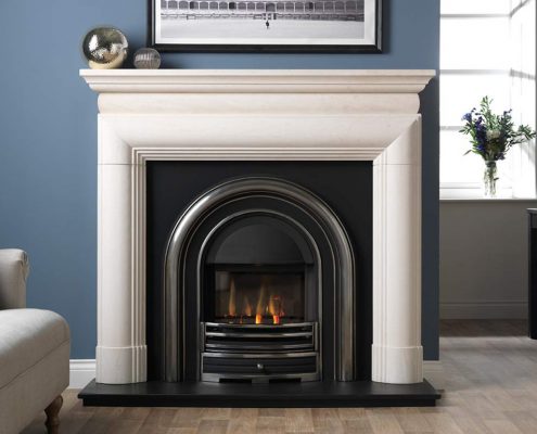 The Penman Collection -Vermont Portuguese Limestone fireplace