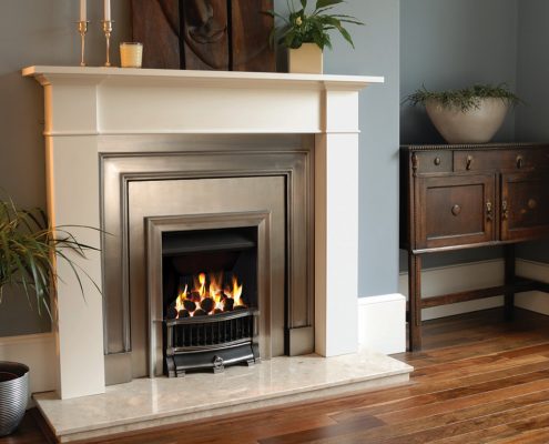 Stovax Brompton in Warm White with Gazco Logic Convector fire