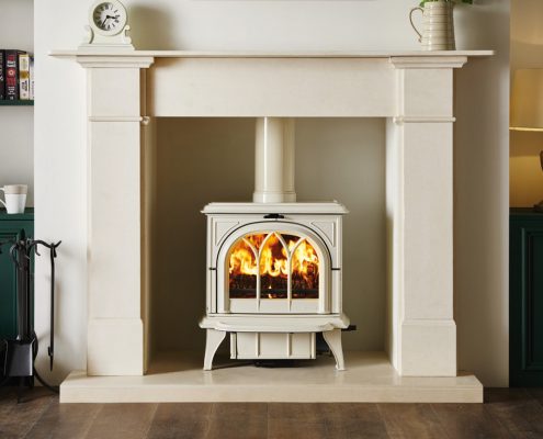 Stovax Ivory multi-fuel Huntington 30 Stove with tracery door
