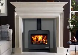 Stovax Yeoman CL5 Wide Stove Cavendish Bolection Limestone Mantel