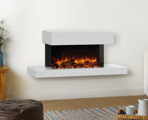 eReflex 70W Outset Trento Centred Electric Fire with Log & Pebble fuel effects