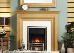 Focus Emmerdale electric suite featuring Focusflame Stainless Daisy fire
