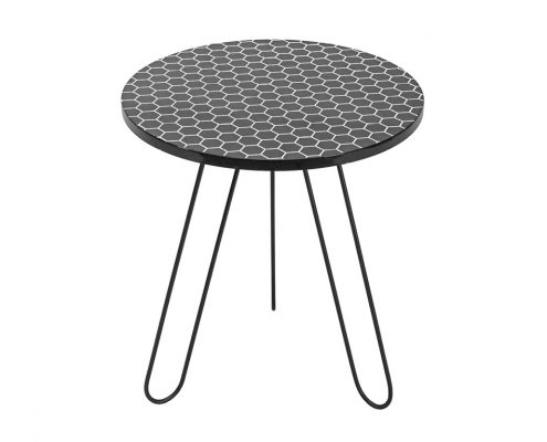 Där Islington Side Table black honeycomb pattern with black legs