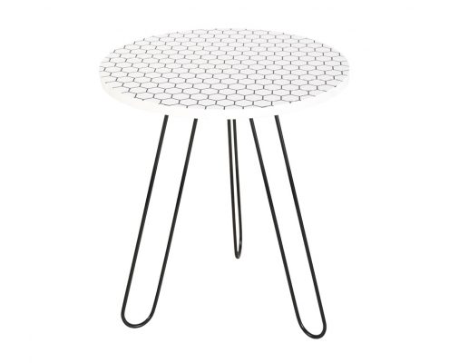 Islington Side Table white hone comb pattern with black legs
