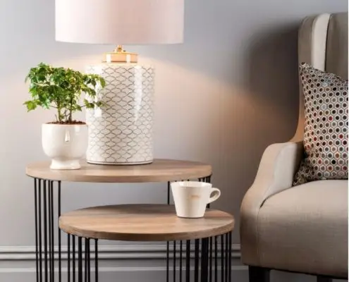 Där Drum Nest of 2 Round Tables Oak Effect