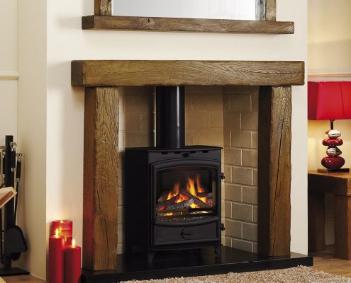Focus Fireplaces Beamish - Aged Oak in a Medium Finish and Beamish Mirror Aged Oak in a Medium Finish