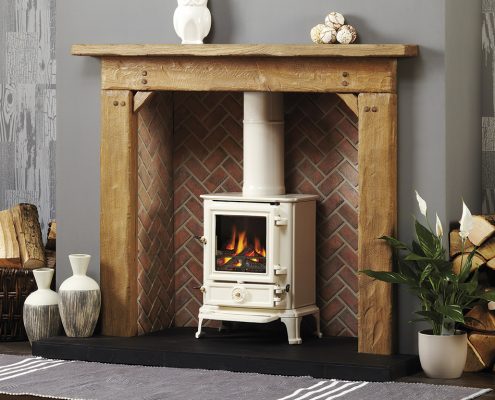 Focus Fireplaces Barkston - Extremely Aged Oak in a Light/Medium Finish