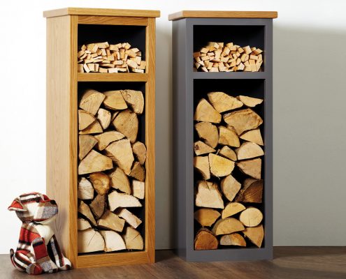 Focus Fireplaces log store in Oak in a Light/Medium Finish and Grey