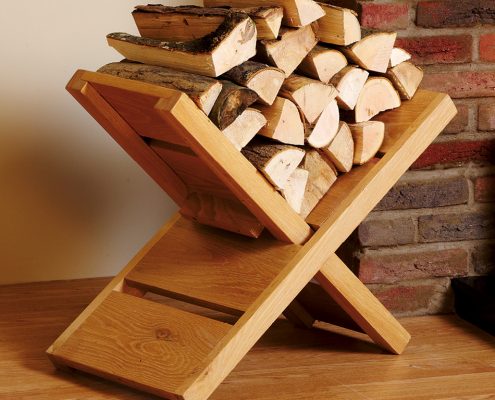 Focus Fireplaces log holder Oak in a Waxed Finish