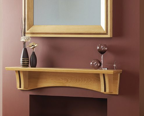 Focus Fireplaces Matlock Shelf and Matlock Mirror - Light Oak with Walnut Detail