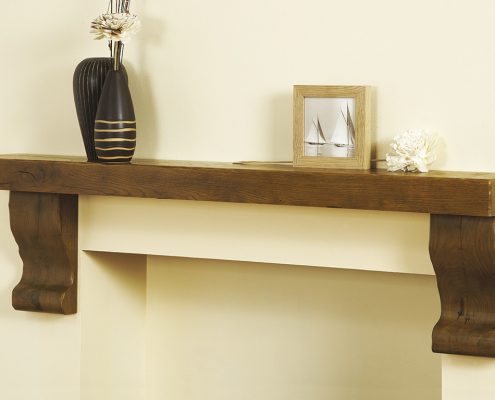 Focus Fireplaces Standard Shelf with Corbels - Rustic Oak in a Medium Finish