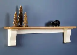 Focus Fireplaces Corby Shelf - Antique White with Prime Oak Mantel in a Natural Waxed Finish