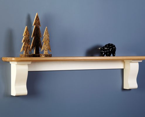 Focus Fireplaces Corby Shelf - Antique White with Prime Oak Mantel in a Natural Waxed Finish