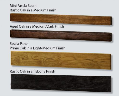 Focus Fireplaces Mini Facia Beam & Standard Fascia Panel: choice of timber finishes