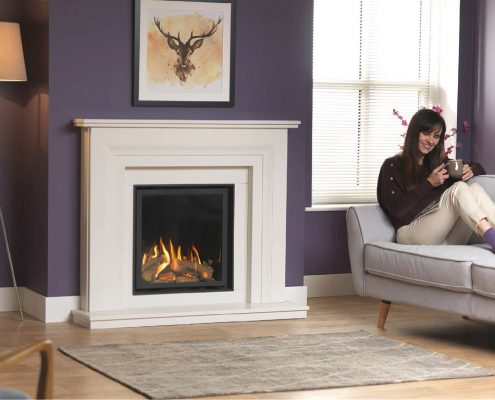 Wildfire Ravel 600 Glass Fronted Gas (Amalfi Suite) Micro Marble