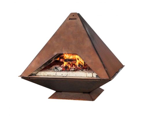 Mi-Flues Aduro Prisma Pizza Oven & Outdoor Fireplace in Corteen Steel