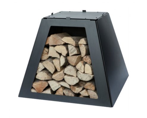 Mi-Flues Aduro Pizza Oven & Outdoor Fireplace - Base with wood rack in Black Steel