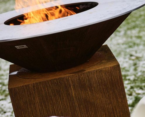 RAIS Circle Outdoor Fireplace - Combined grill and fire bowl Circle in corten steel