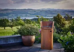 Rais Square - outdoor grill and fireplace in one with solid oak sides and room for firewood