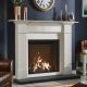 Gazco’s Reflex 75T Edge with brick effect lining and Claremont Mantel