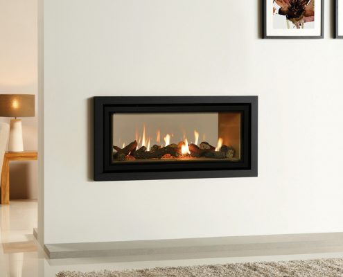 Gazco Studio 2 Duplex gas fire with Vermiculite lining and Glass Frame