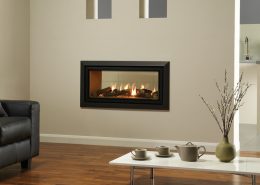 Gazco Studio 2 Duplex gas fire with Vermiculite lining and Bauhaus frame in Anthracite