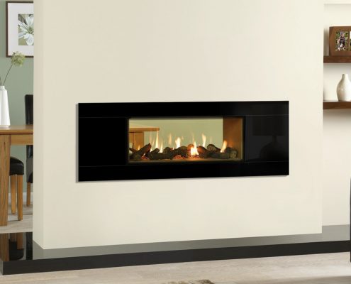 Gazco Studio 2 Duplex gas fire with Vermiculite lining and Profil frame in Anthracite